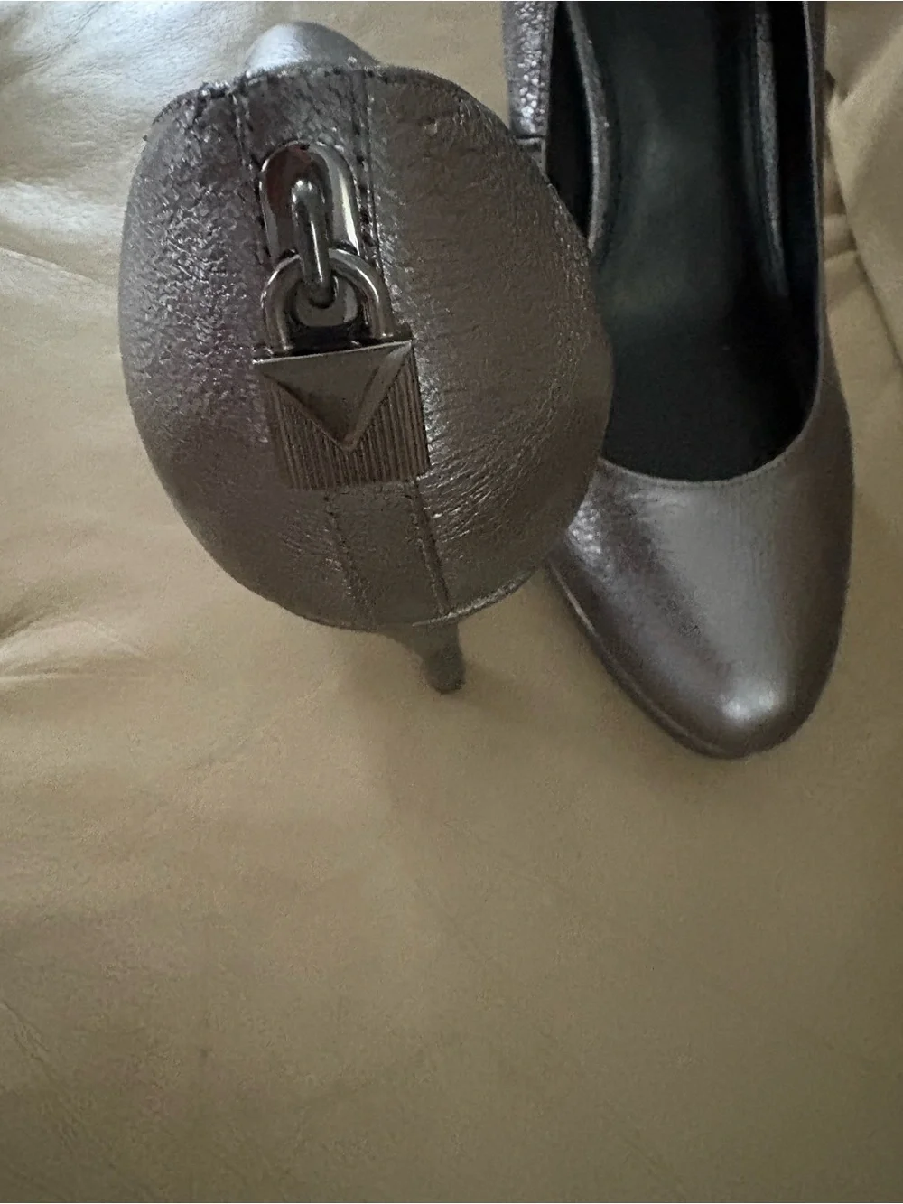Michael Kors Metallic Gray Pebbled Leather Stilettos